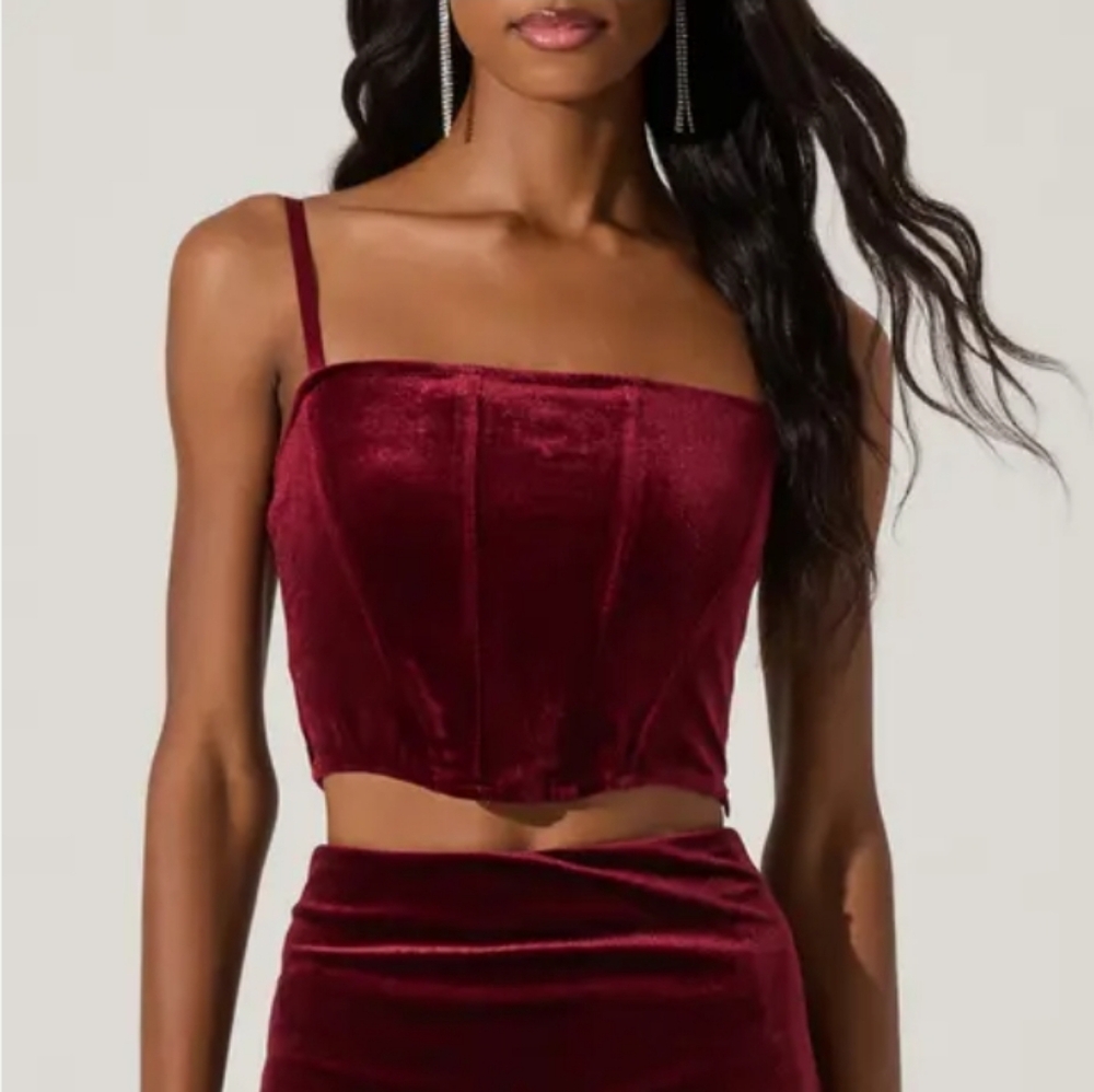 Women's Velvet Crop Corset Top